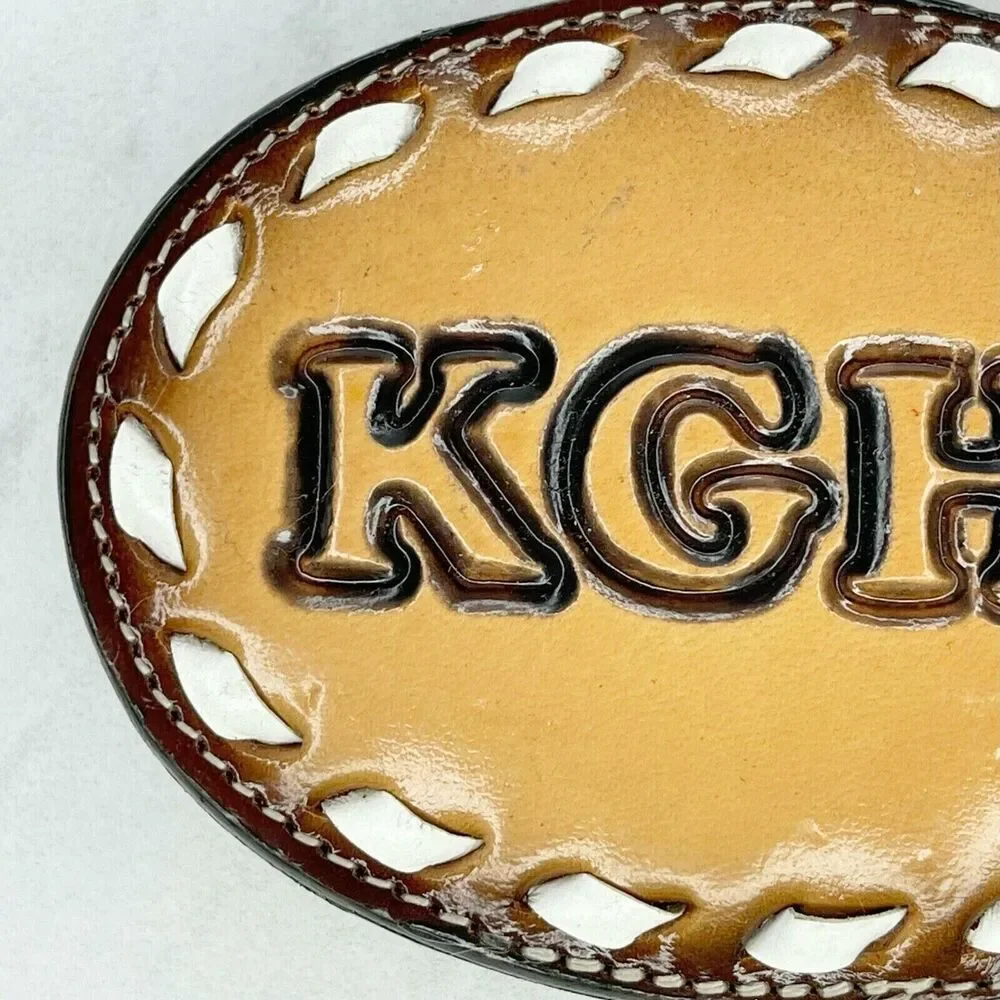 Tony Lama KGHL Billings Montana Radio Station Leather Buckle ✨